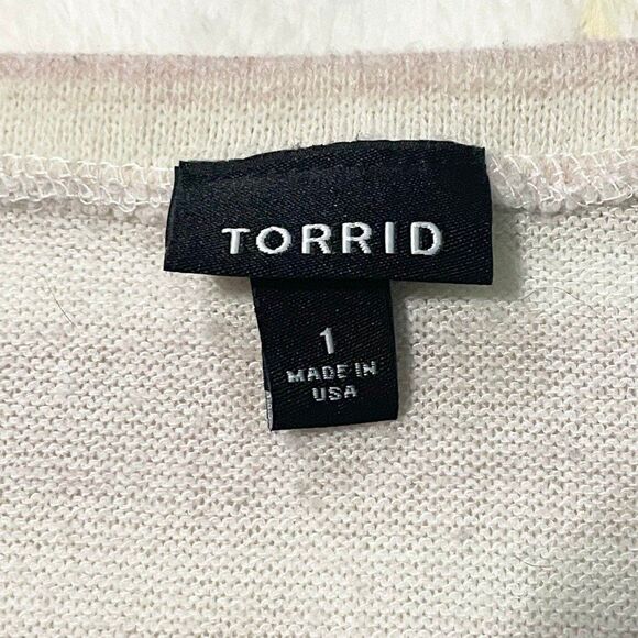 Torrid Ivory &‎ Blush Pink Stripe Sweater - Picture 3 of 5
